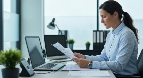 Professional reviewing financial documents