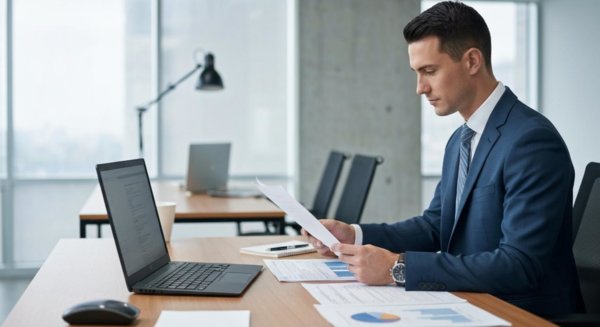 Professional reviewing financial documents