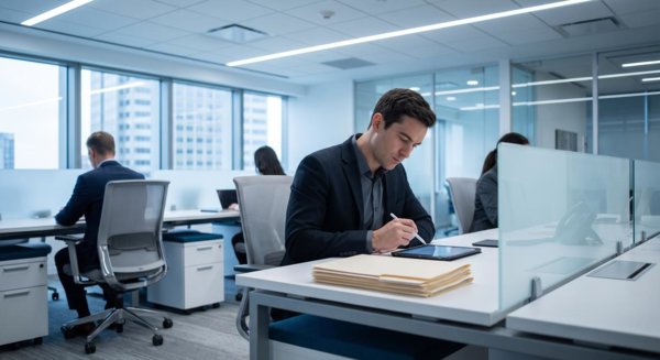 Professional reviewing financial documents