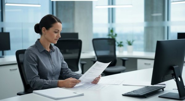 Professional reviewing financial documents